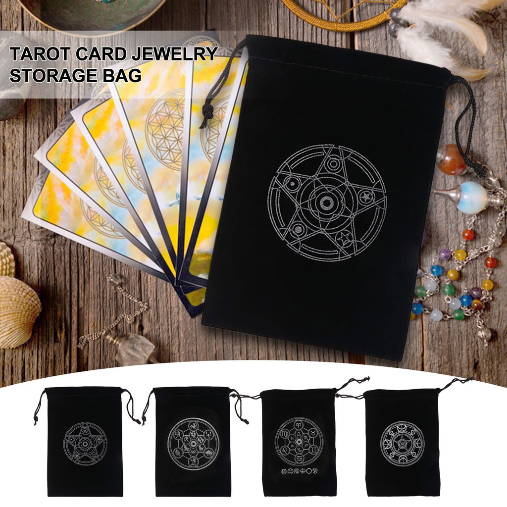 Túi đựng bài tarot rút dây màu đen tiện lợi