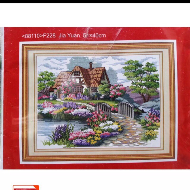 Tranh thêu chữ thập phong cảnh mùa xuân F228 (57x46cm) chưa thêu