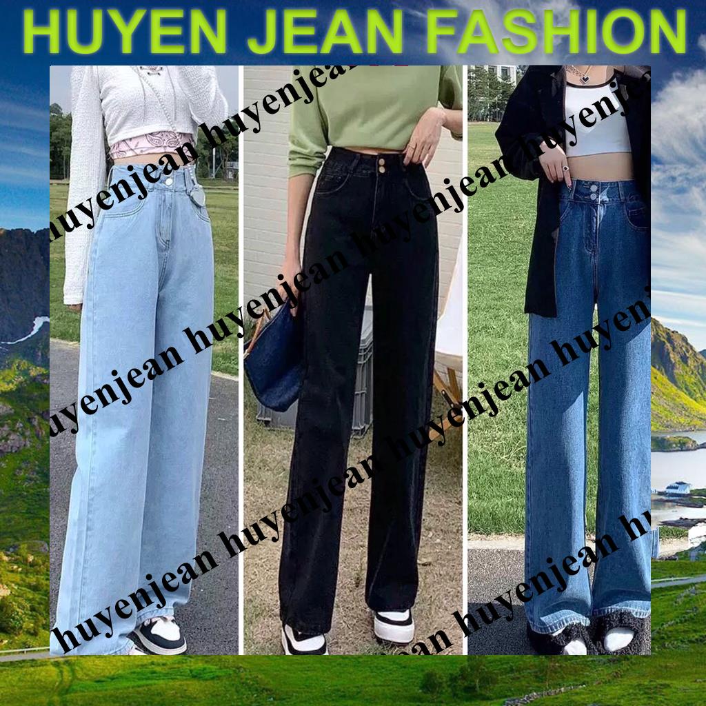 Quần jean bò ống rộng suông xuông nữ jeans cạp cao phong cách Hàn Quốc sành điệu style năm 2022 | BigBuy360 - bigbuy360.vn