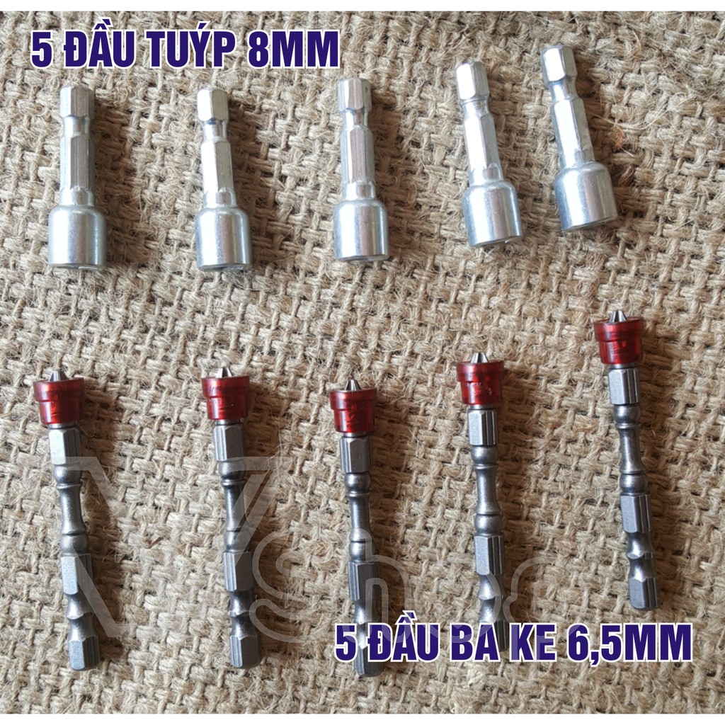 Bộ, 10 đầu bắn vít, có nam châm tăng cường. tặng mũi khoan đa năng