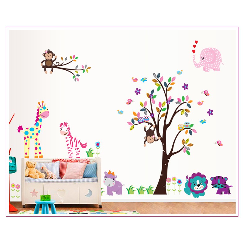 (Size lớn)Decal dán tường VUI CÙNG KHỈ CON DF5099