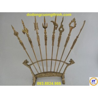 Binh khí bát bửu bằng đồng cao 27cm