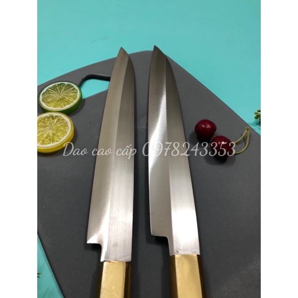 Dao chuyên dụng sashimi thái lát cá hồi - thép trắng trống gỉ sạch sẽ sắc bén