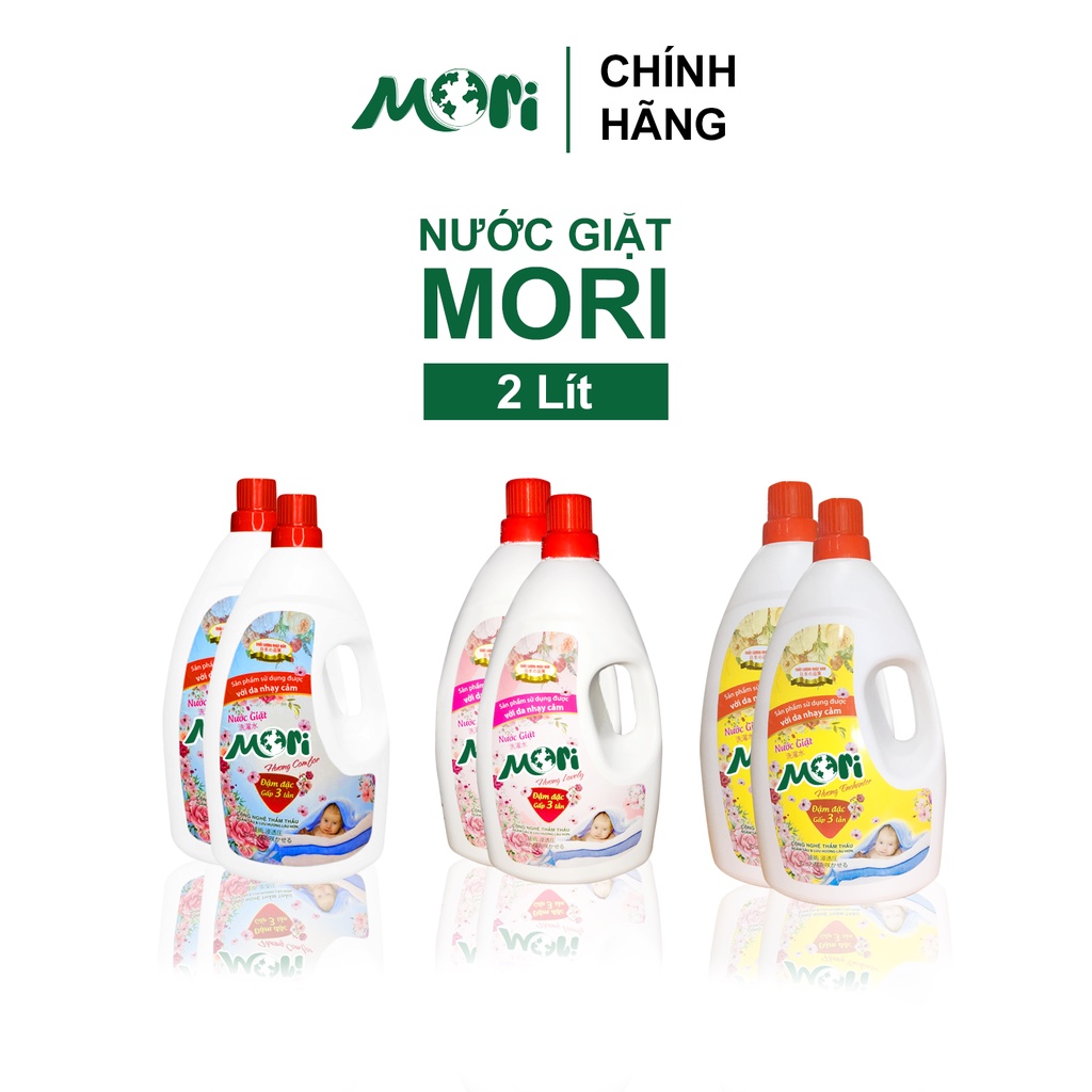 Nước giặt Mori can 2l LƯU HƯƠNG dài lâu - Hương Comfor, Hương Lovely, Hương Enchanter