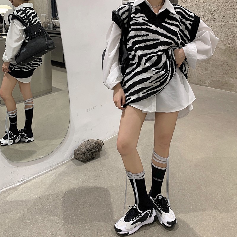 [Hàng order] Áo len ghi lê áo len họa tiết áo len không tay dáng rộng A292 | BigBuy360 - bigbuy360.vn