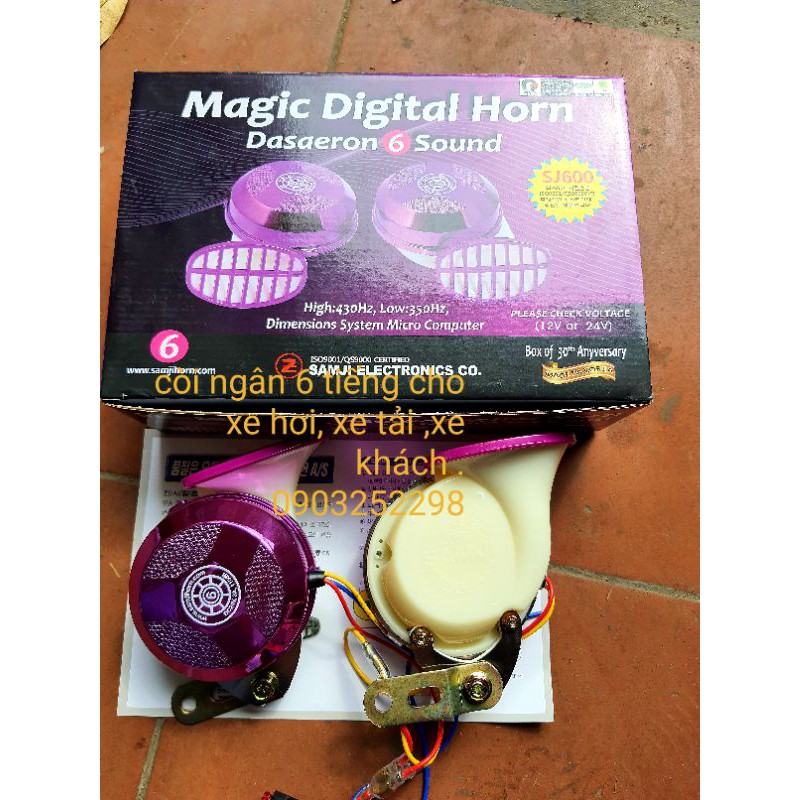 Còi ngân 6 tiếng 12v 24v Hàn Quốc Samji xịn chất lượng cao