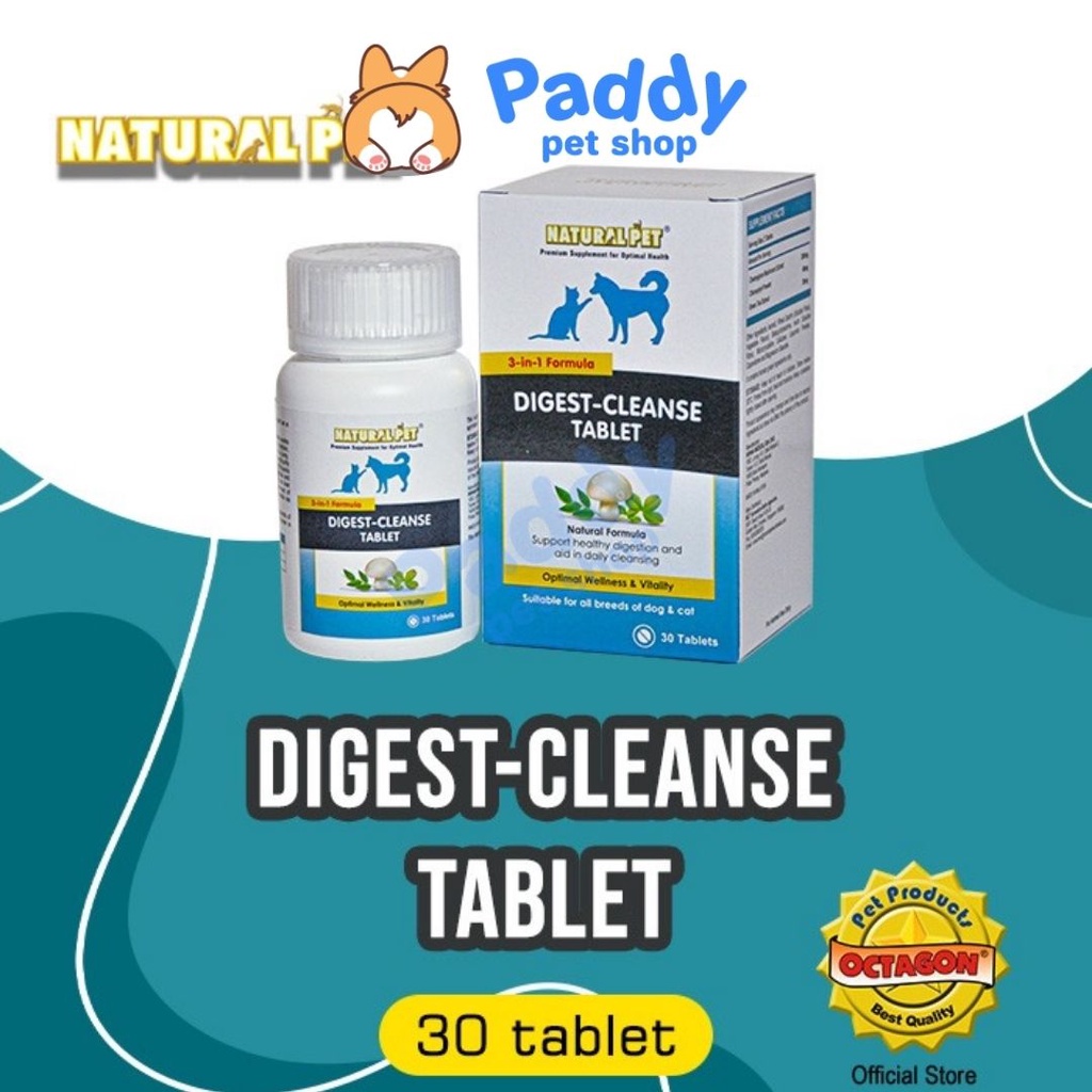 Viên Hỗ Trợ Tiêu Hóa, Thải Độc Ruột Cho Chó Mèo Natural Pet Digest Clease (Hộp 30 viên)