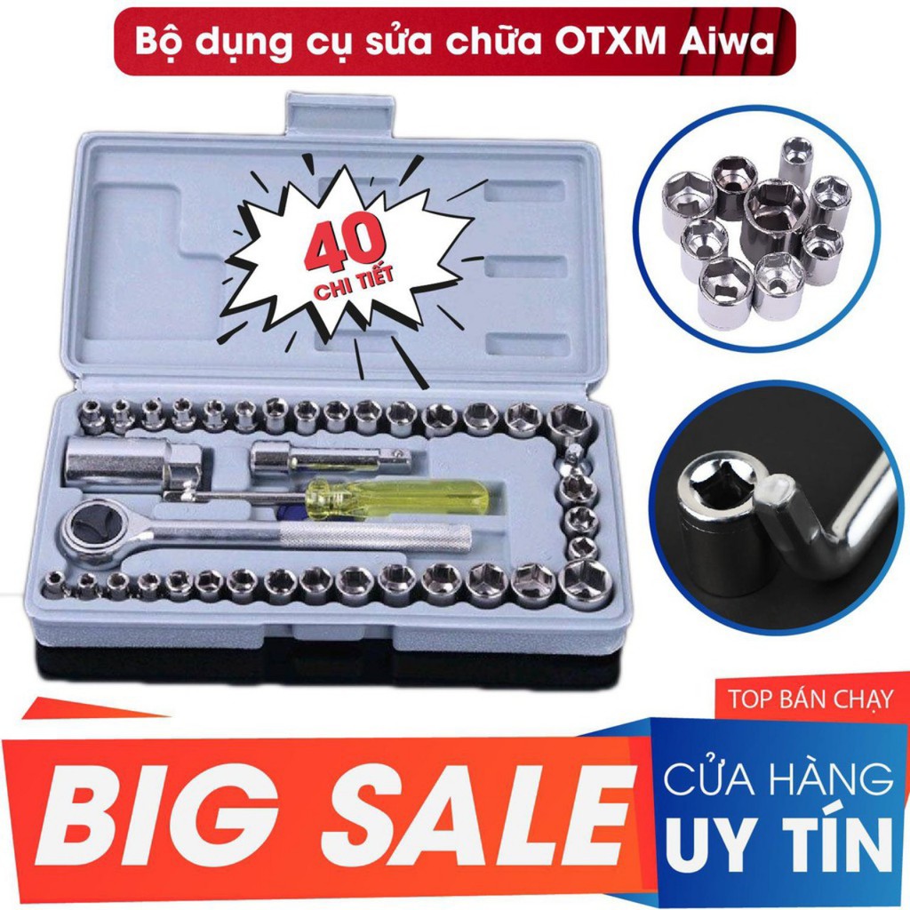 Bộ Dụng Cụ Sửa Chữa Mở Bulong Ốc Vít 40 Món Chuyên Dụng Cho Xe Máy, Ô Tô - Bộ Tuýp Đồ Nghề Sửa Xe 40 Chi Tiết