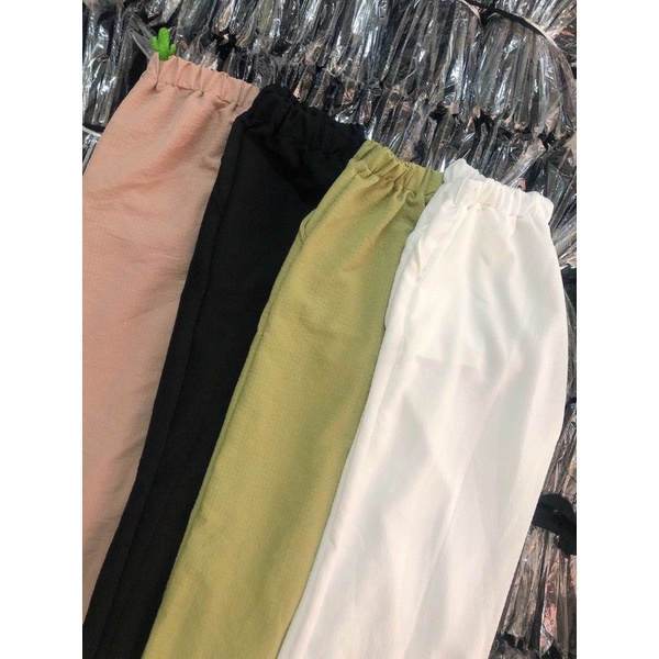 Quần ống rộng vải xốp thoải mái PC