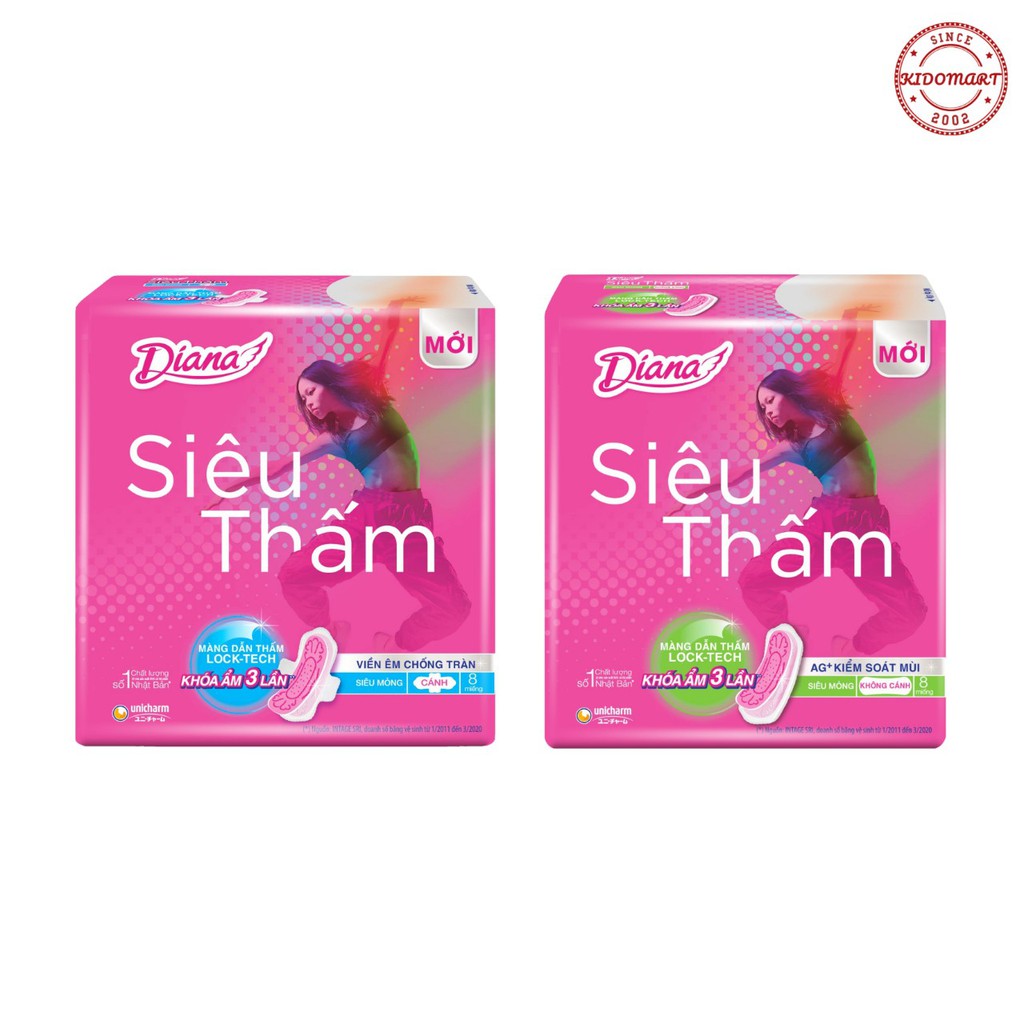 Băng Vệ Sinh Diana Siêu Mỏng Siêu Thấm 8 Miếng / Gói