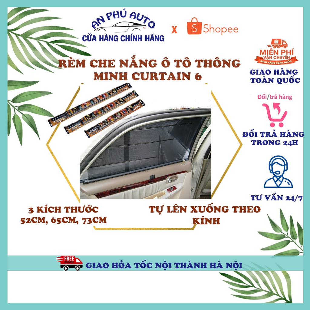 Rèm Che Nắng Curtain Thông Minh Cho Ô Tô Tự lên xuống theo kính - 3 kích thước 52cm, 65cm, 73cm