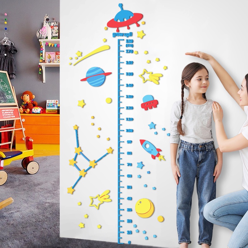 Miếng Dán Tường Đo Chiều Cao Chất Liệu Acrylic Tự Dính Có Thể Tháo Gỡ Trang Trí Phòng Khách/Phòng Ngủ/Phông Nền TV Cho Bé