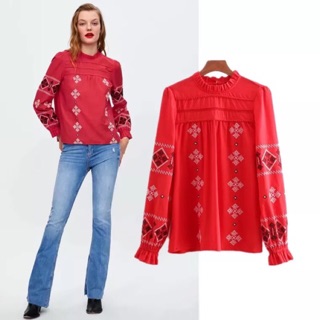 Áo ZARA thêu họa tiết boho Retro