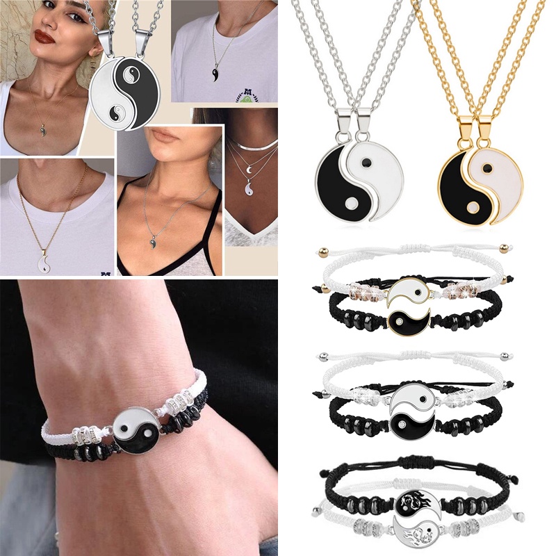 Set 2 Vòng Tay Âm Dương Bện Dây Cho Cặp Đôi