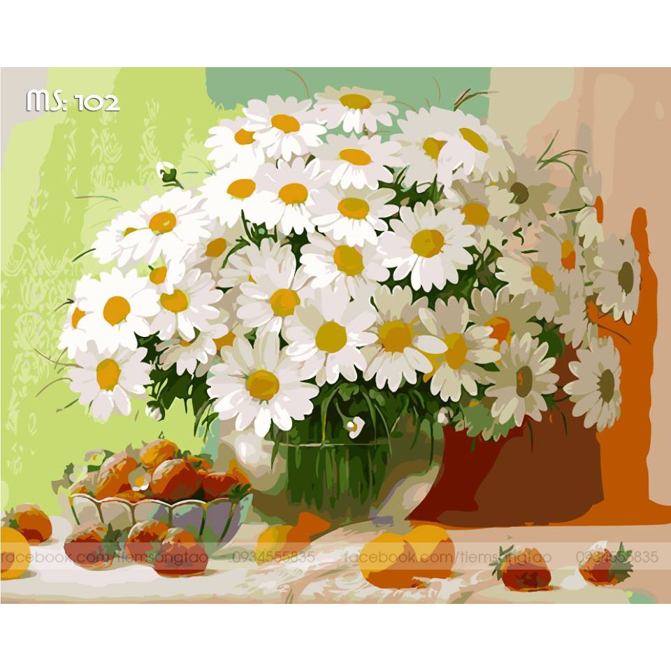 Tranh sơn dầu số hóa tự tô Hoa Cúc - Có Khung | BigBuy360 - bigbuy360.vn