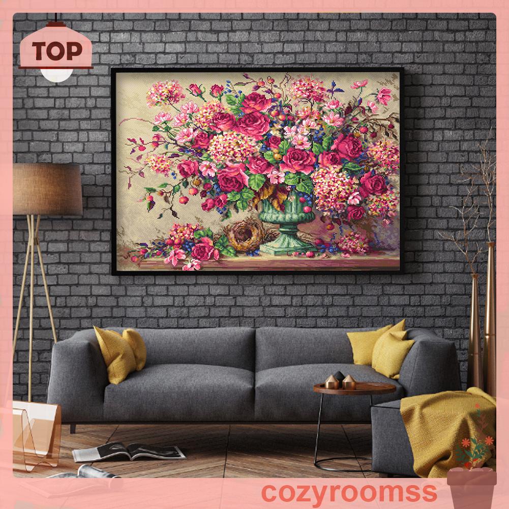 Bộ tranh thêu chữ thập DIY hình hoa hồng 11CT
