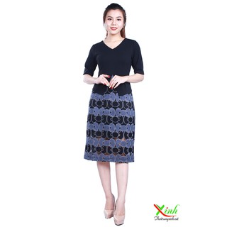 Đầm dáng peplum ren hoa văn ThoiTrangXinh DL555