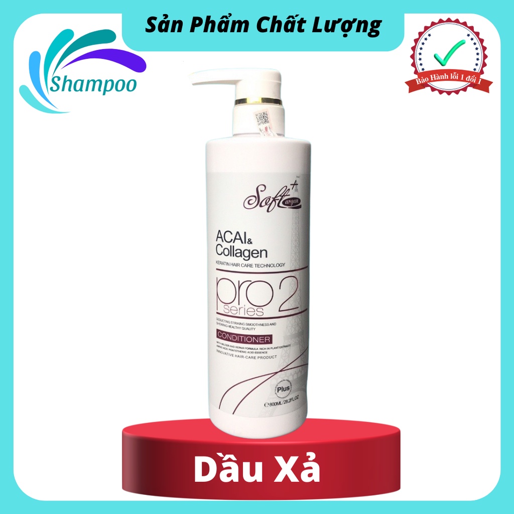 Cặp dầu gội xả collagen SOFT AGAN 800ml giúp tóc bóng mượt dưỡng sâu phục hồi