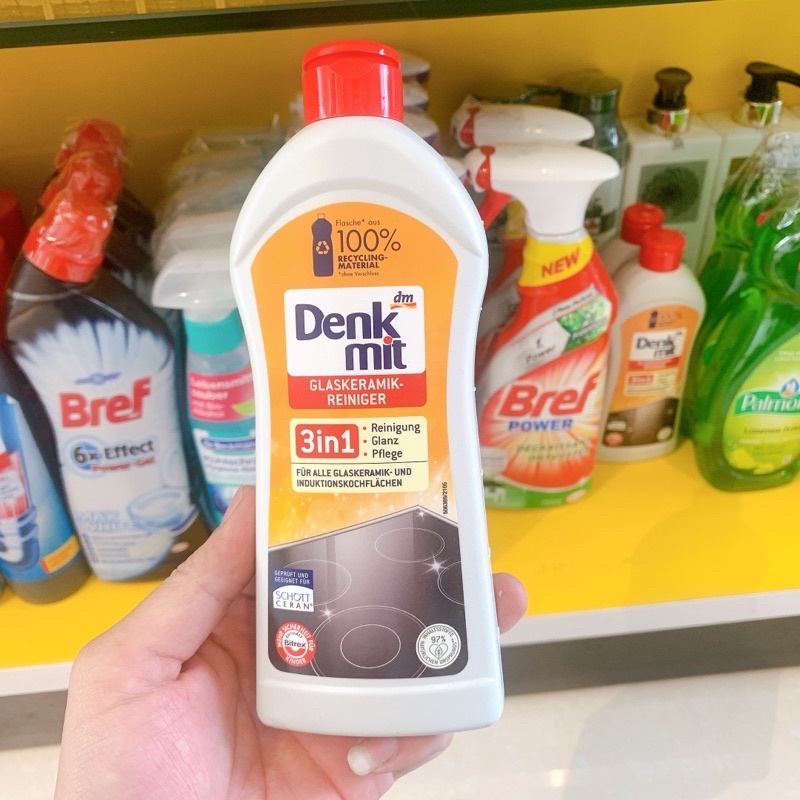 Dung dịch vệ sinh bếp DENKMIT 3 IN 1 nhập khẩu Đức 300ml, lau bếp từ, mặt kính - GEXHOME