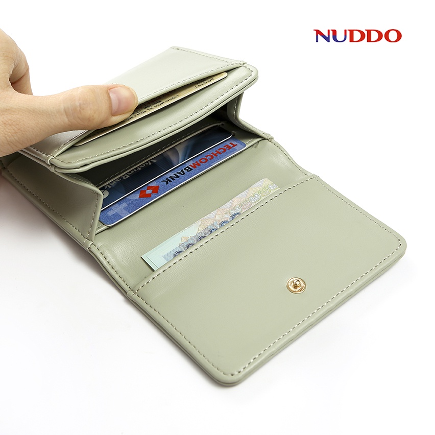 Ví nữ mini cầm tay cao cấp NUDDO đựng tiền, thẻ nhiều ngăn tiện dụng thiết kế dáng ngắn đẹp thời trang NUV001
