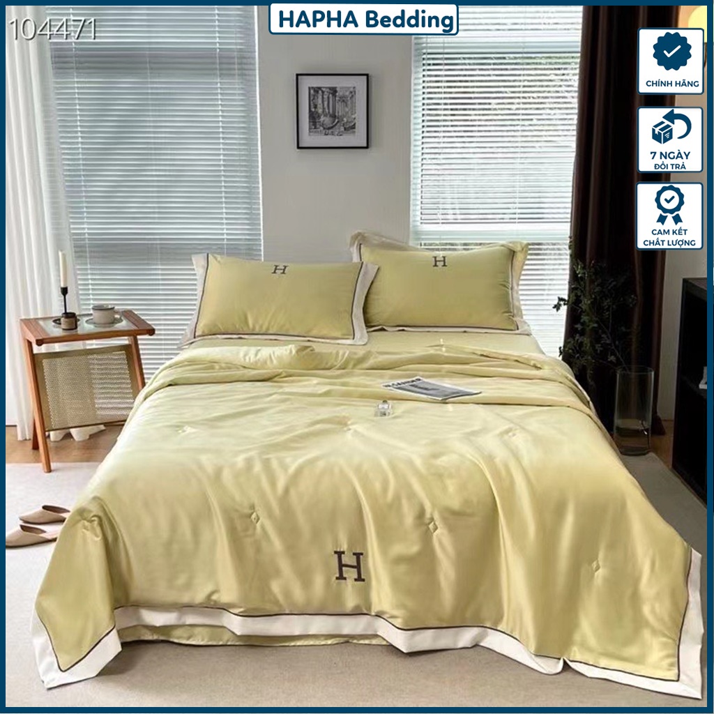 Bộ chăn ga gối lụa chữ H chăn trần bông, bộ ga giường lụa cao cấp 4 món phủ / chun, 1m 1m2 1m4 1m5 1m6 1m8 2mx2m 2m2