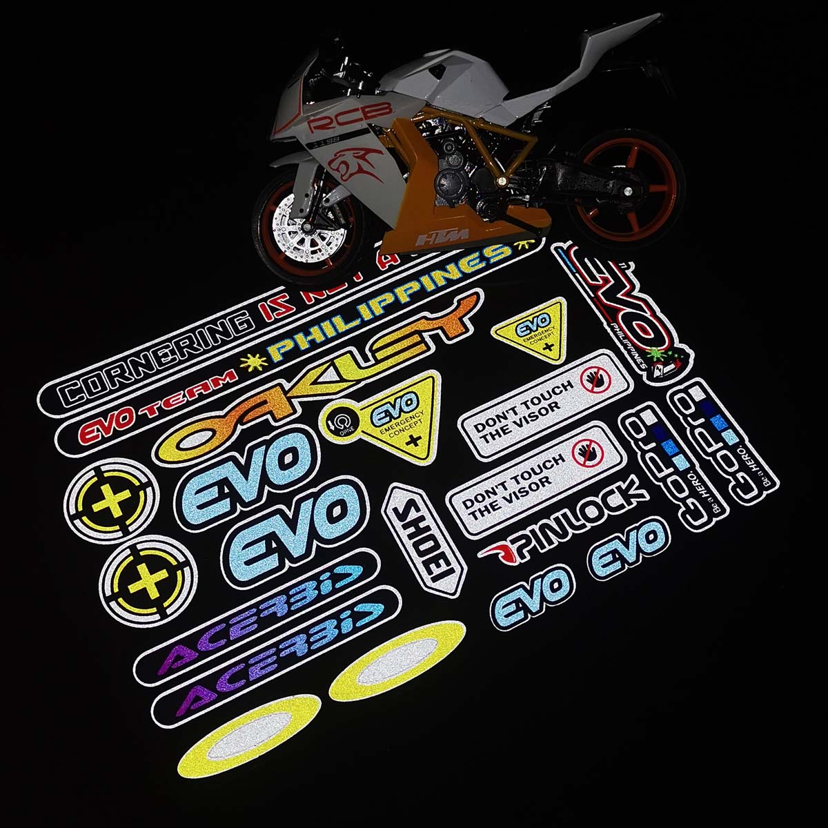 Set nhãn dán phản quang trang trí mũ bảo hiểm Visor độc đáo