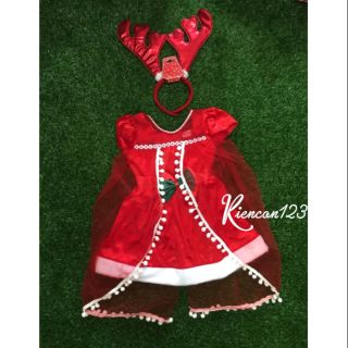 Váy đầm Noel. Đầm phối lưới đuôi dài cho bé