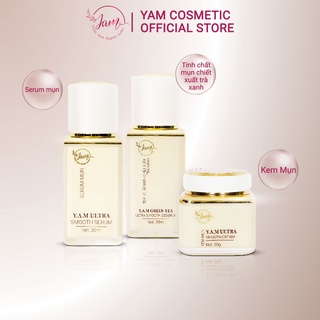 Bộ 3 giảm mụn ẩn thâm rỗ yam cosmetic giảm viêm sưng tấy mụn đầu đen và sẹo thâm sau mụn chai 30ml