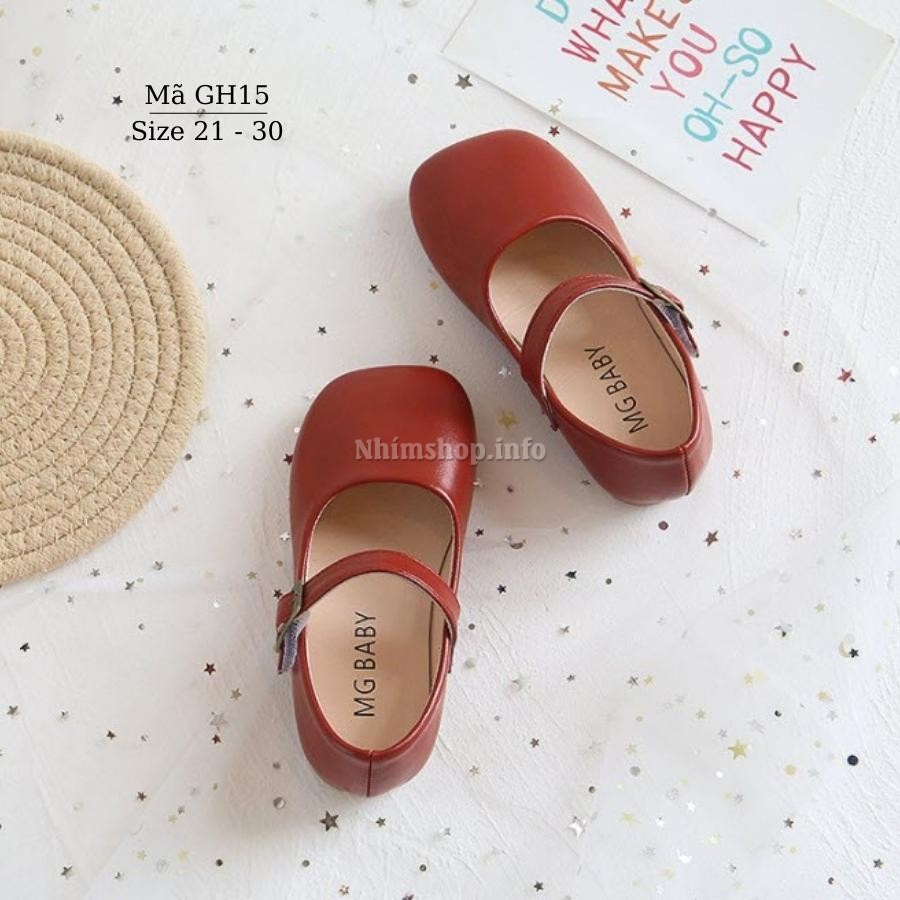 Giày bé gái - Giày búp bê cho bé gái bệt màu đỏ da mềm chính hãng MGBaby 1 - 5 tuổi đón Noel giáng sinh GH15 mới về