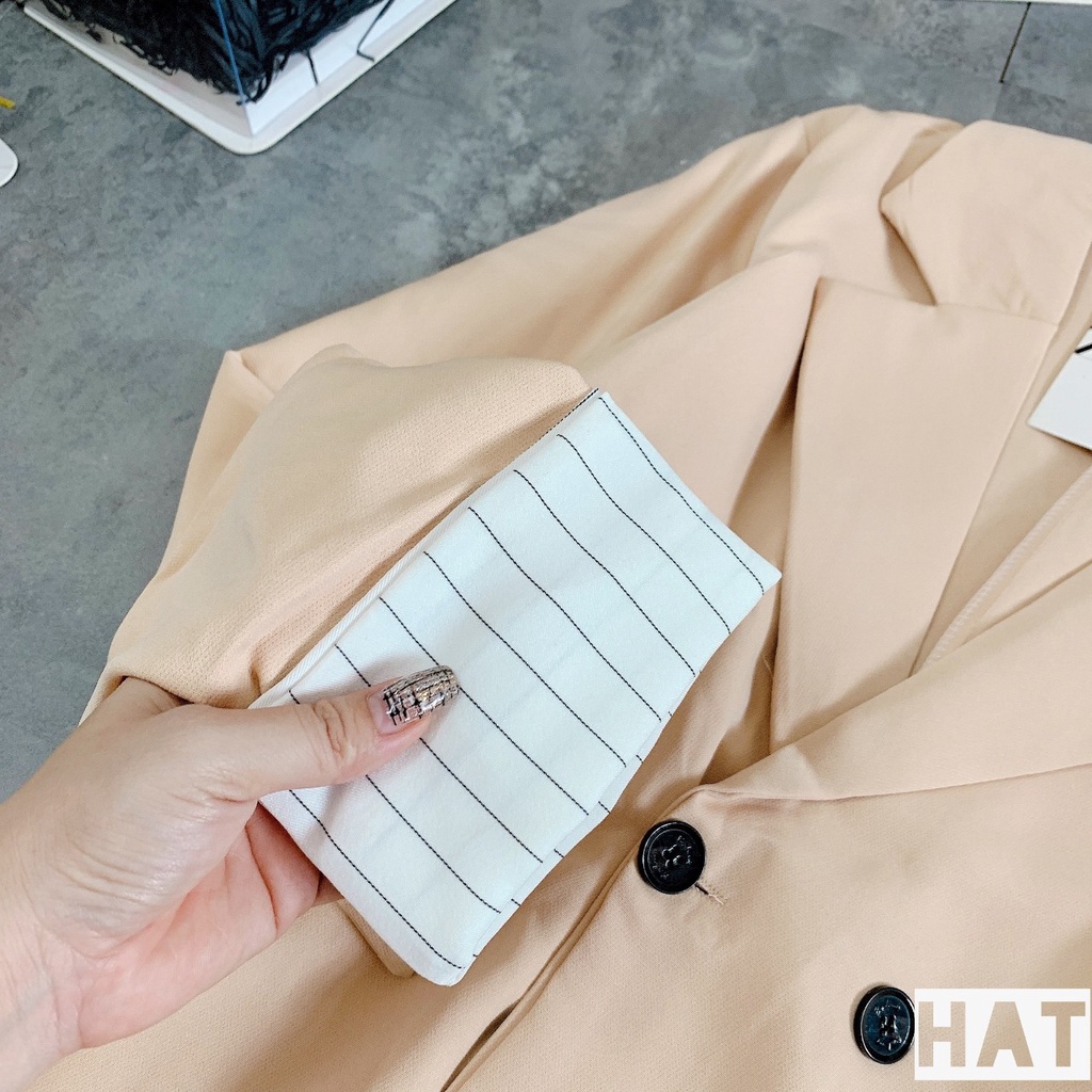 [ ảnh thật-sẵn]  Áo khoác blazer nữ vest trơn tay kẻ túi nắp siêu xinh | WebRaoVat - webraovat.net.vn