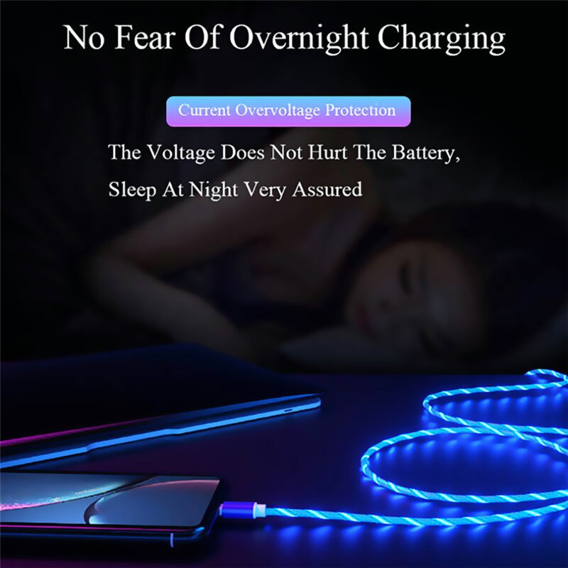 Cáp Sạc Micro USB Type C Có Đèn LED Phát Sáng Cho Samsung Xiaomi iPhone 13 12