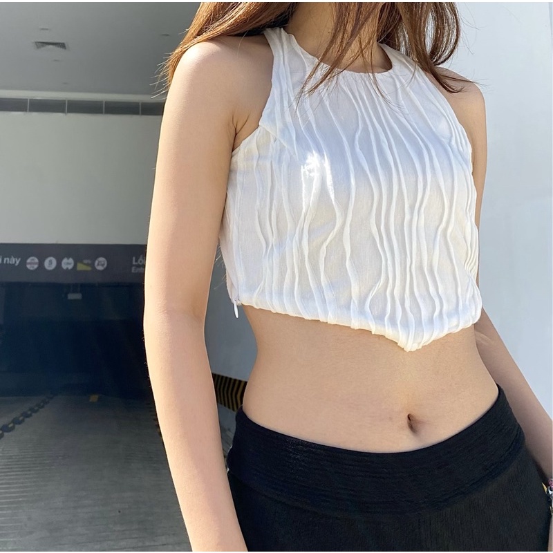 WHITELAZZ | Áo croptop ba lỗ màu trắng Kimi Top