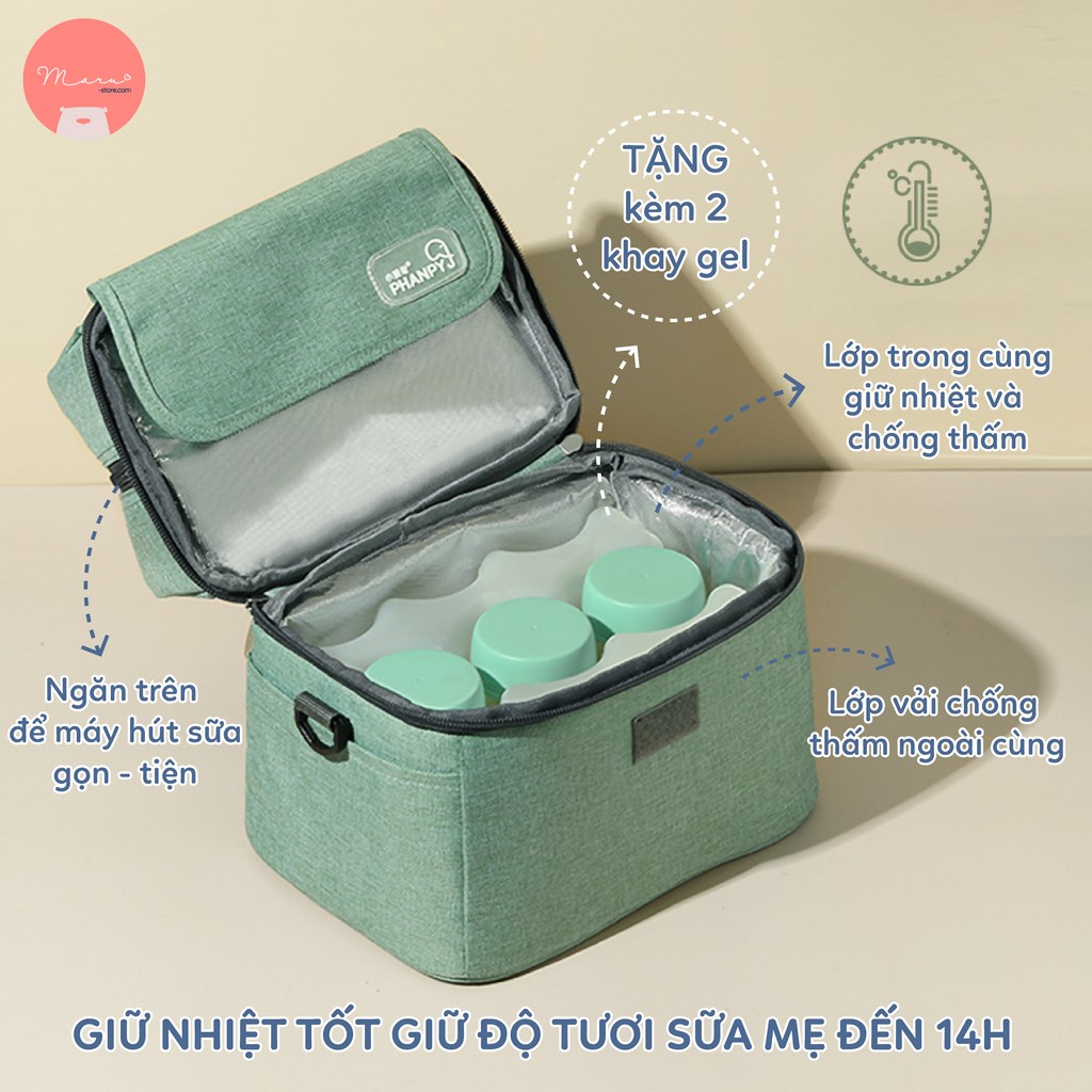 [Có sẵn] Túi xách giữ nhiệt Phanpy (tặng kèm 2 khay gel giữ lạnh)