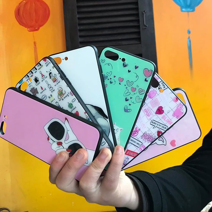 [GIÁ HUỶ DIỆT] Ốp Lưng Iphone Mặt Lưng Kính In Hình Cute  IPhone 7 Plus