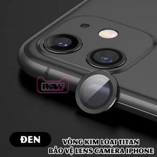 Tặng kèm hộp - Vòng kim loại titan dán bảo vệ camera điện thoại cho các dòng iphone 11/12 - Đen