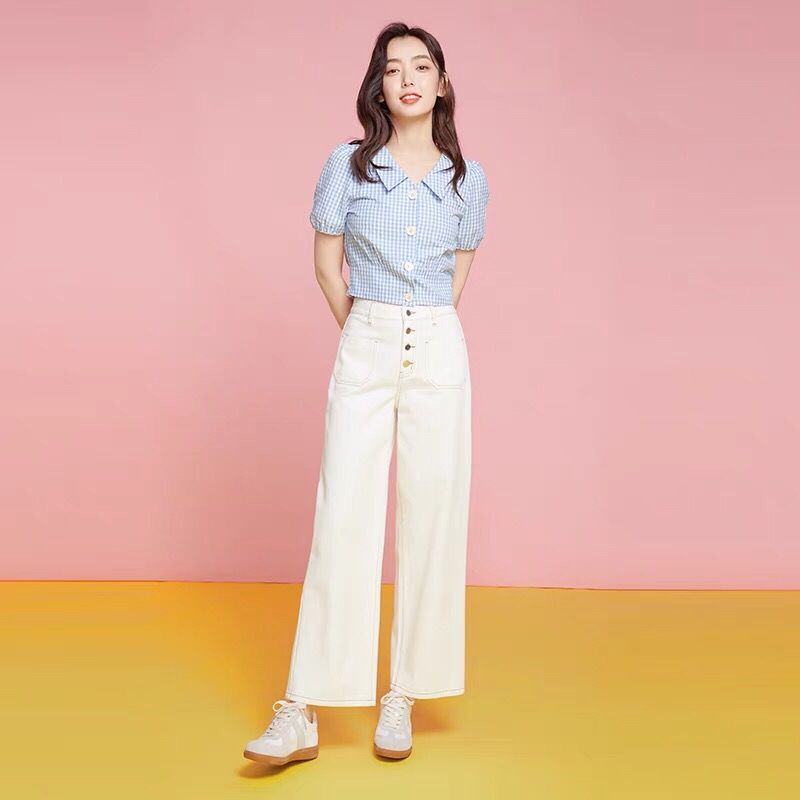 Hàng Có Sẵn Áo Sơ Mi Ngắn Tay Thắt Nơ Kẻ Sọc Mới Cho Nữ 2022 JL-TX-214