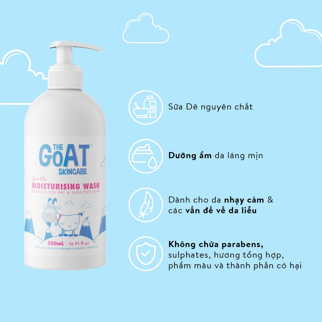 Combo Sữa tắm &amp; Dưỡng thể chiết xuất Sữa Dê The Goat Skincare (500ml x 2)