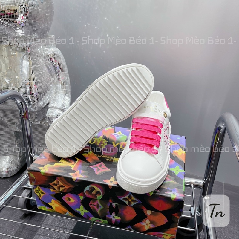 Giày thể thao spsl trắng hoạ tiết dây màu gót pha fullbox