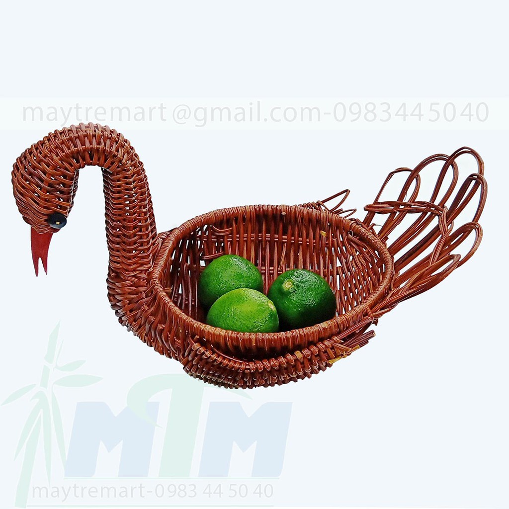 Khay mây l Đĩa mây cỏ tế ngộ nghĩnh thiên nga mỏ đỏ