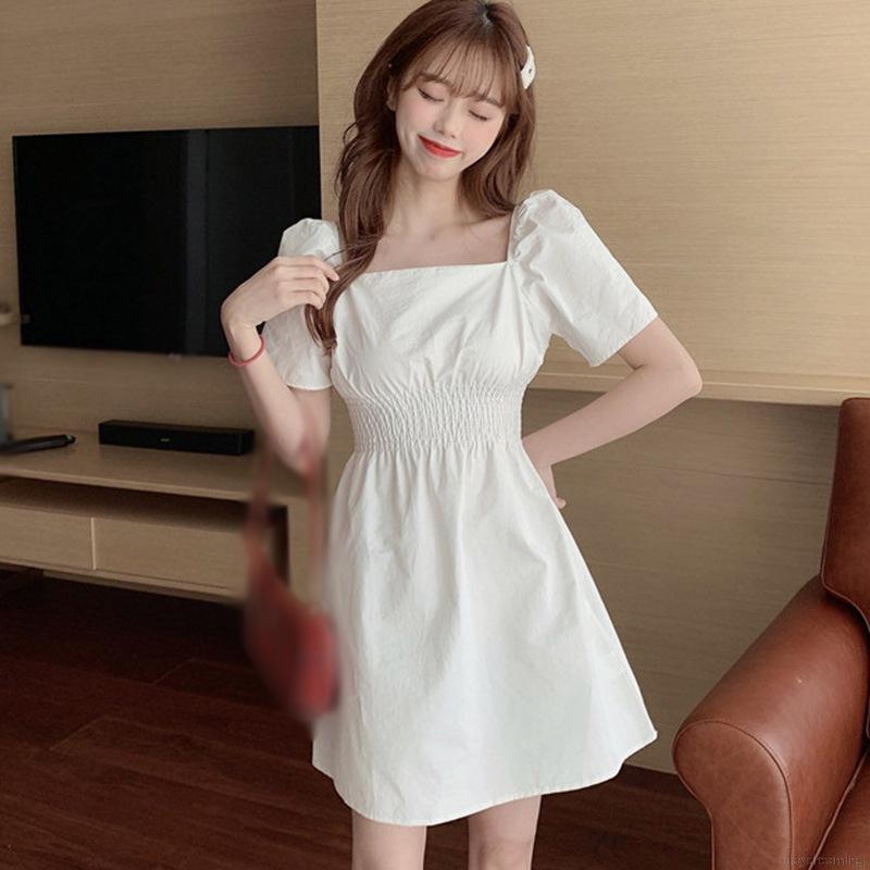 Đầm Ngắn Tay Cổ Vuông Thiết Kế Đơn Giản Thời Trang Dành Cho Nữ | BigBuy360 - bigbuy360.vn