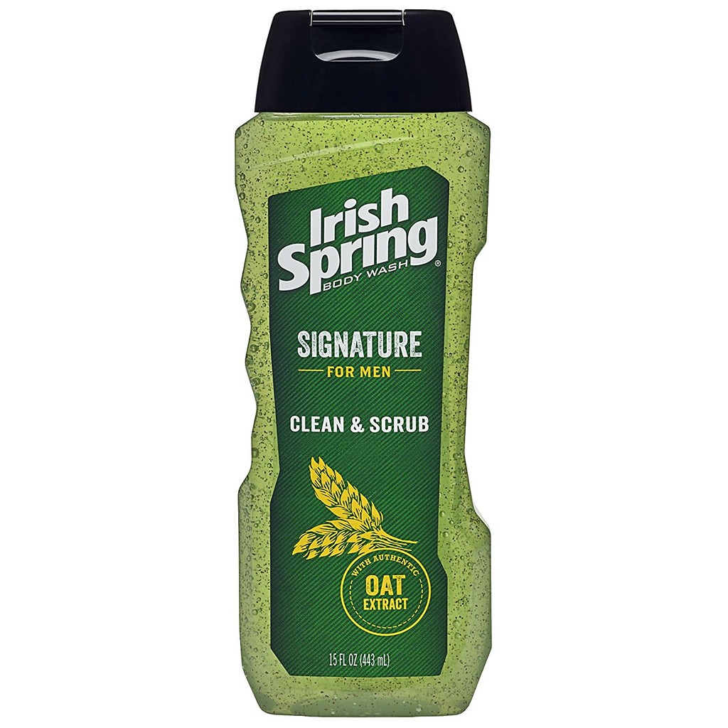 Gel tắm nam Irish Spring Signature Body Wash Clean and Scrub 443ml (Mỹ)