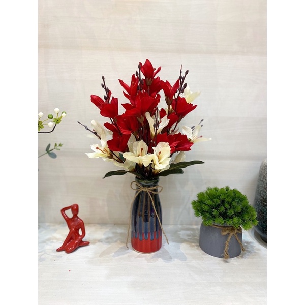 Chậu hoa giả, bình hoa lụa trang trí decor, làm quà tặng