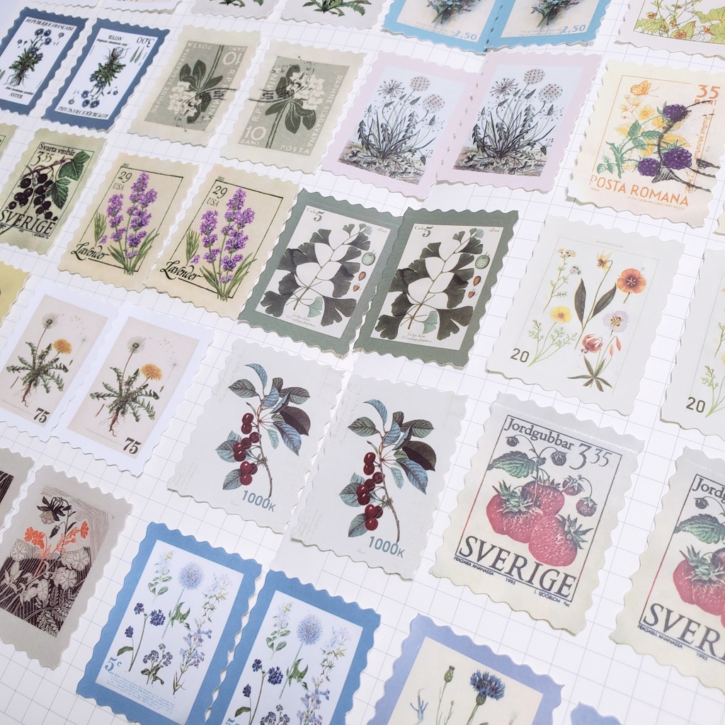 Set 46 sticker hình con stamp nhiều chủ đề làm bullet journal