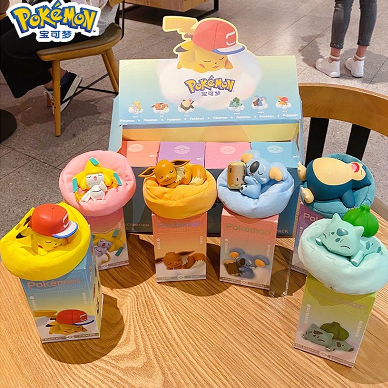 Pokemon Series Decoration Blind Box Magic Baby Car Pikachu Sleeping Posture Squirtle Charmander Model Hand Office