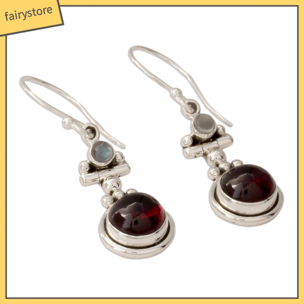 Khuyên Tai Đính Đá Ruby Giả Phong Cách Cổ Điển Thanh Lịch Dành Cho Nữ