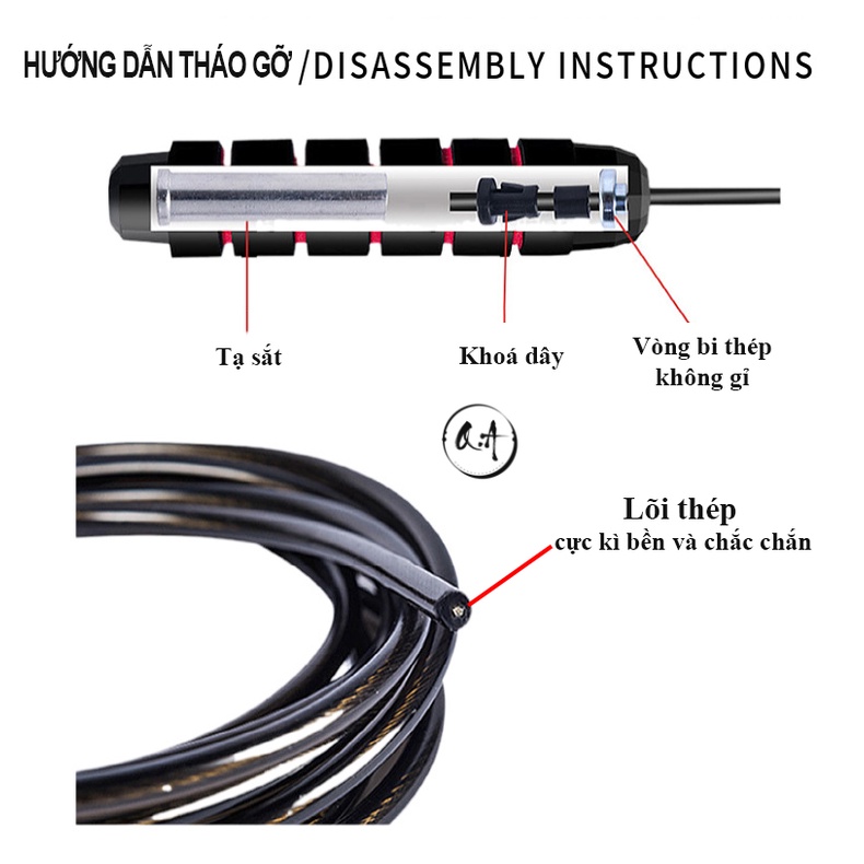 Dây nhảy thể lực đàn hồi 2.9m chính hãng , hỗ trợ luyện tập thể dục, thể thao tiện lợi tại nhà