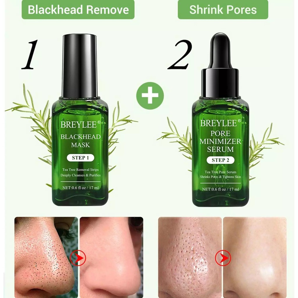 Bộ Mặt Nạ Và Serum Breylee Giúp Loại Bỏ Mụn Đầu Đen / Serum Se Khít Lỗ Chân Lông Hiệu Quả 17ml