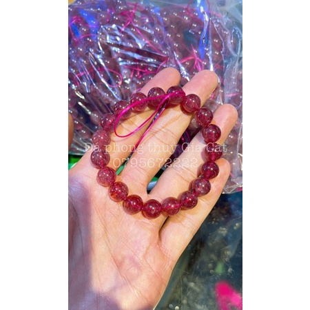 Vòng tay dâu tây đẹp 8a siêu vip có kiểm định strawberry quartz