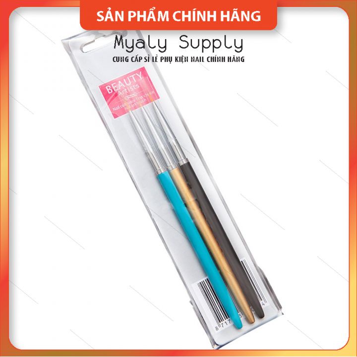 Cọ Nét Nail Cán Gỗ Nét Nhỏ Mảnh Dài Bộ 3 Cây SP000213