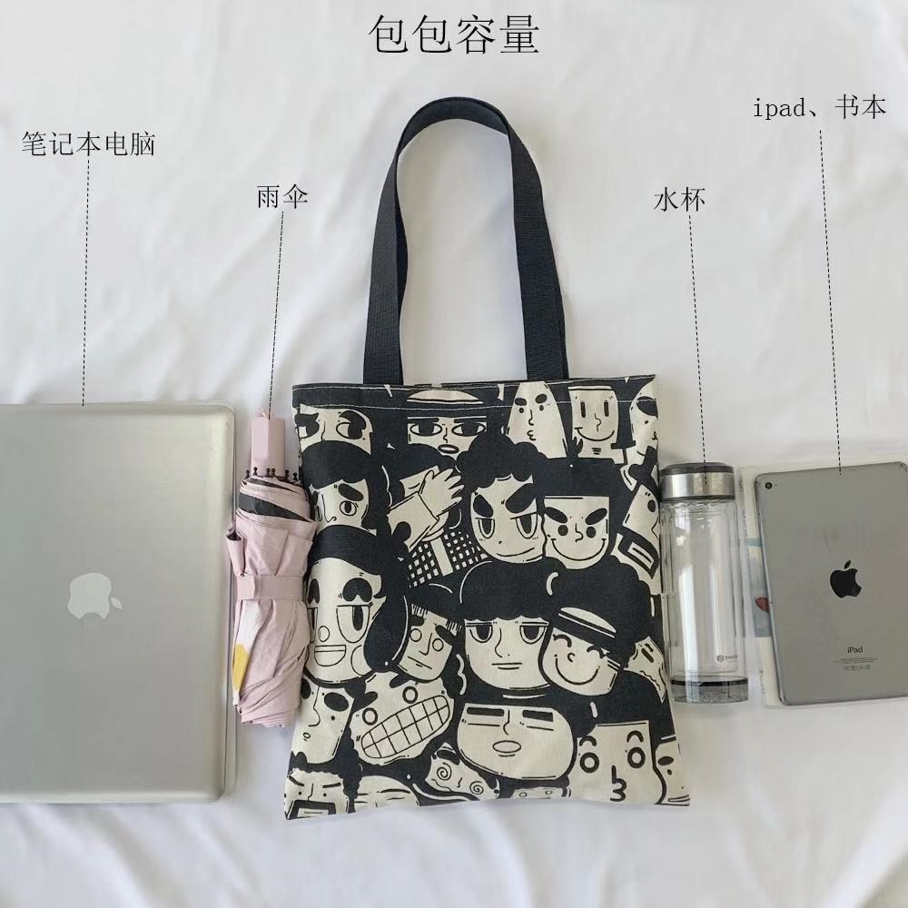 Túi Xách Canvas Ngăn Rộng Họa Tiết Graffiti Dễ Thương Dành Cho Nữ | BigBuy360 - bigbuy360.vn